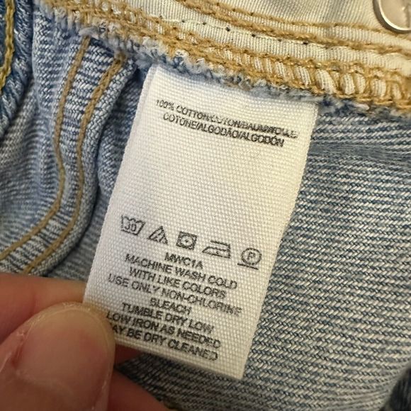 FREE PEOPLE WE THE FREE Distressed Denim Mini Skirt Button Fly Ripped - Picture 10 of 12